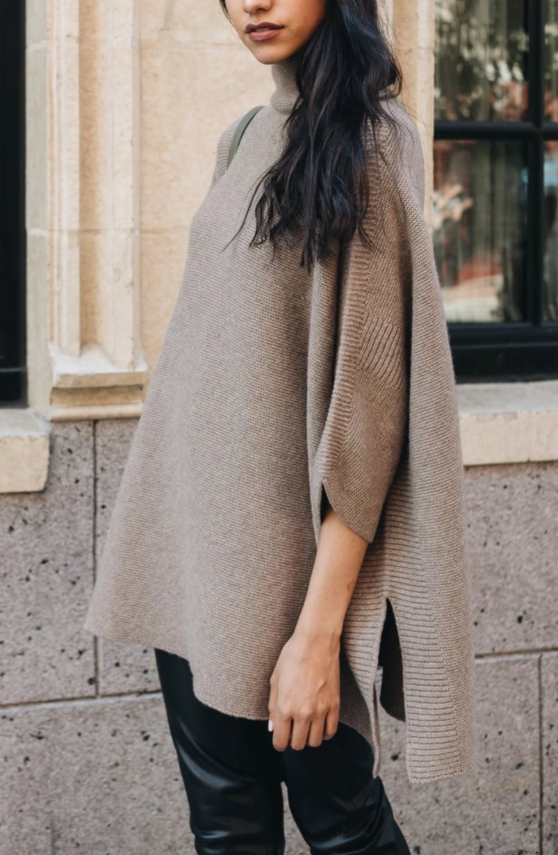 ELMNTL NYC Sustainable fashion poncho sweater
