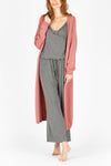 ELMNTL NYC Women's Luxury Sleepwear Loungewear - Pink Long Sweater Cardigan