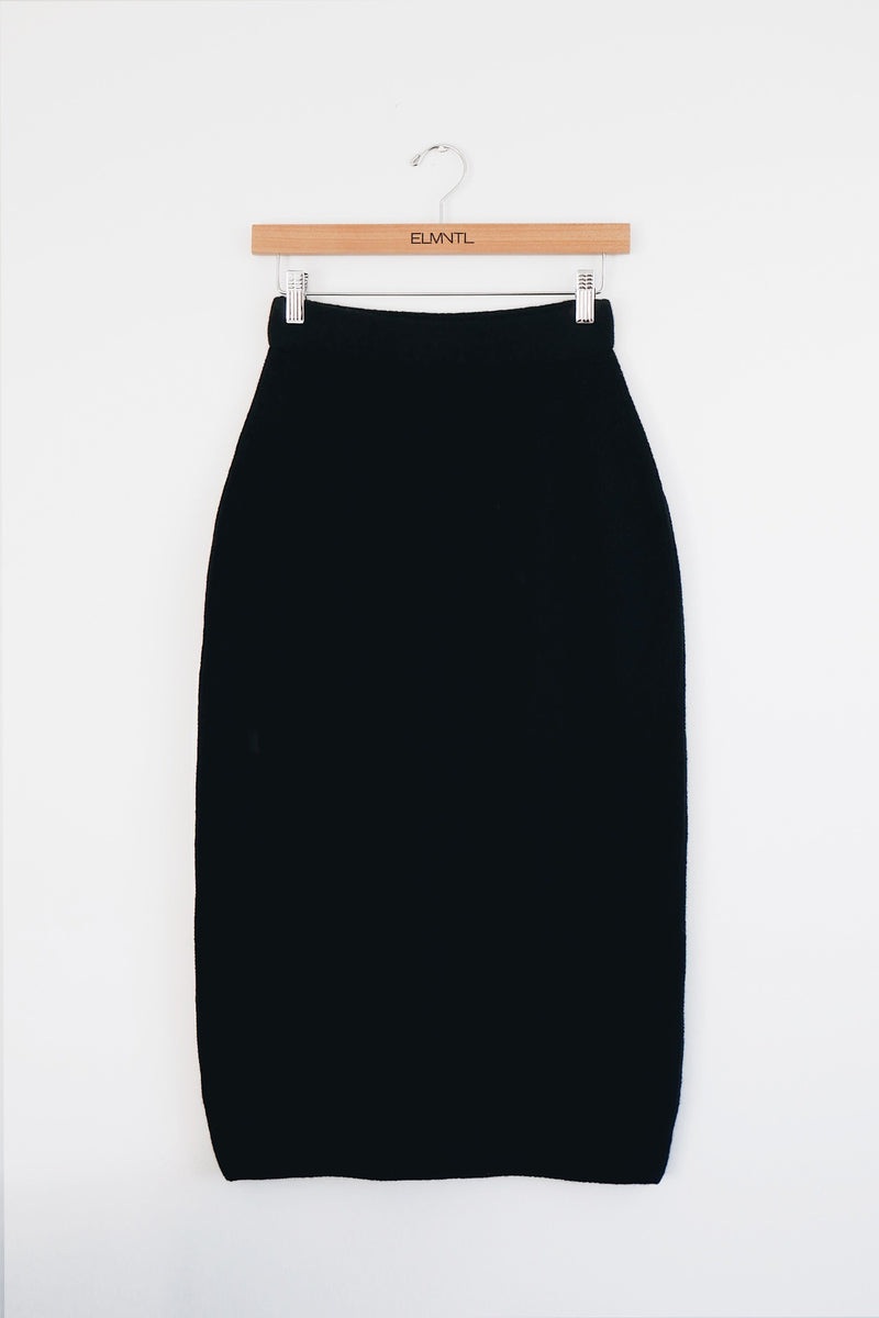 Waffle Midi Skirt - Black
