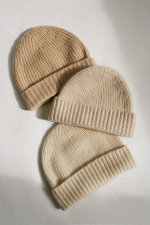 3D Printed Cashmere Beanie - Light beige