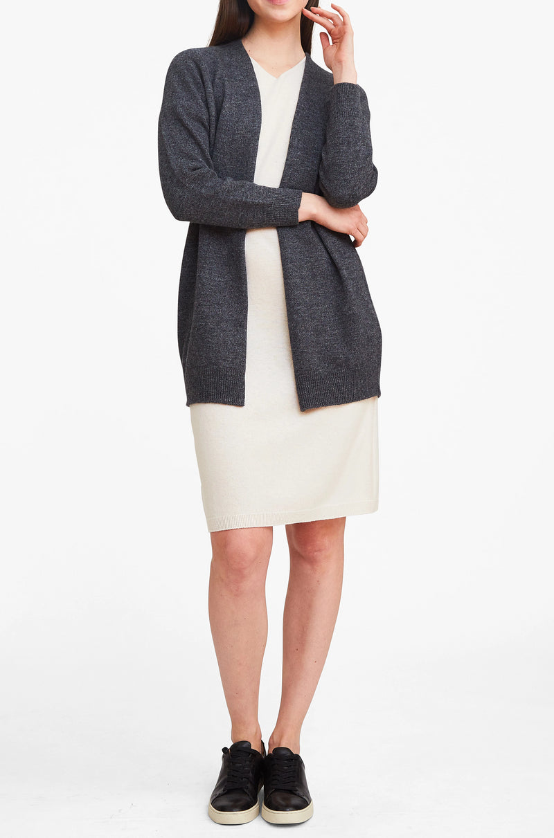 Effortlessly Chic Open Cardigan - Charcoal