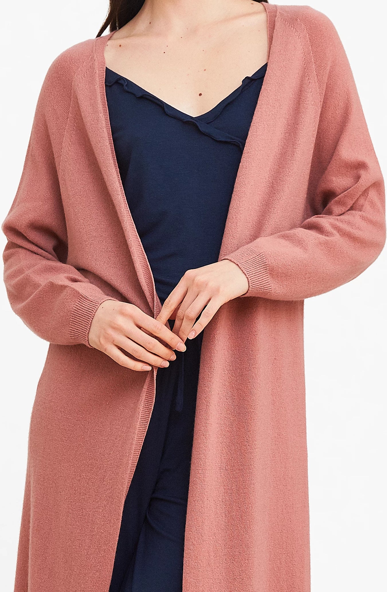 Oversized Detail Long Cardigan - Luxury Pink